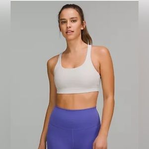 Lululemon Energy Bra, Medium Support B-D, Chrome/Strawberry Milkshake, 4
